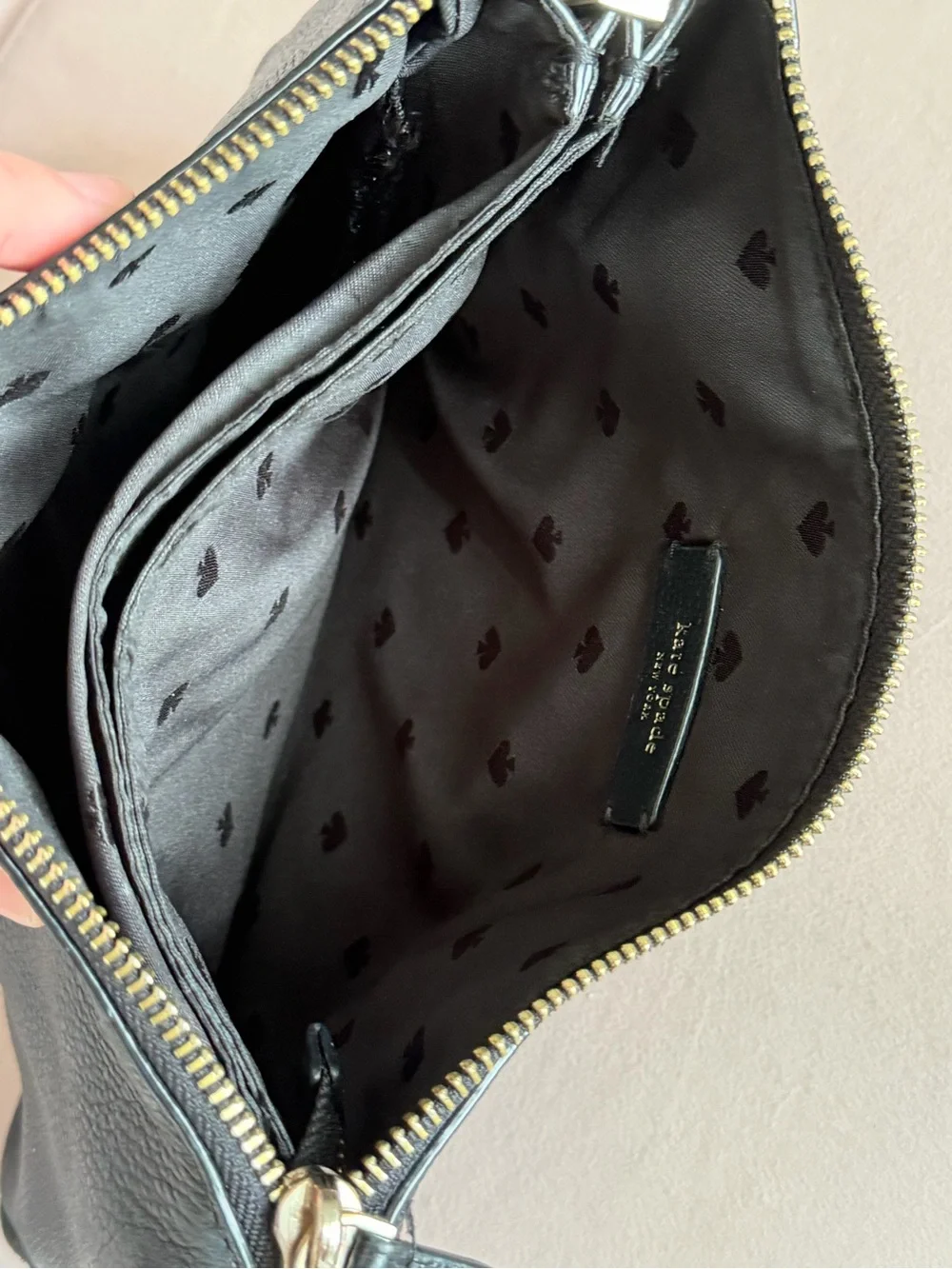 Kate Spade ♠️ Jackson Triple Gusset Black Leather Crossbody